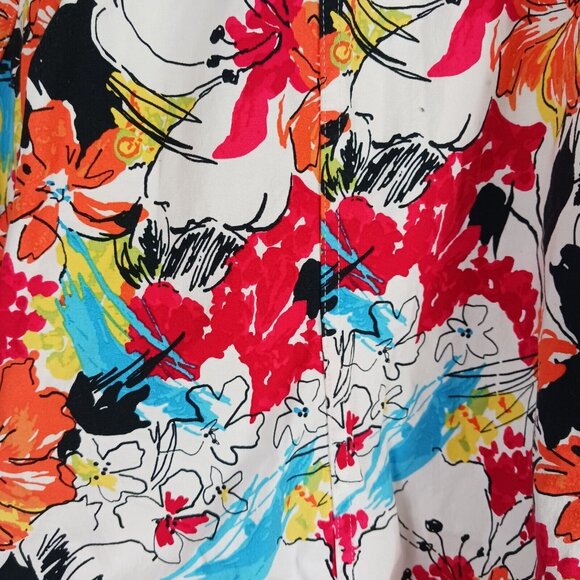 CJ Banks Shirt Jacket Womens 1X Multicolor Floral Watercolor Art to Wear Snap - Picture 4 of 9